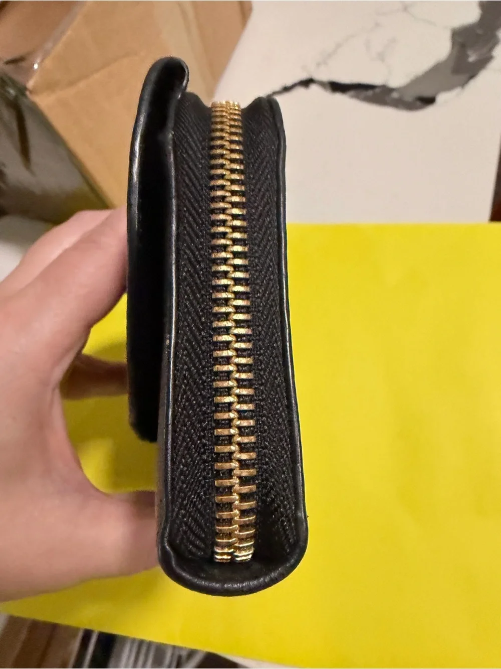 Furla Black Pebbled Leather Wallet with Gold Logo